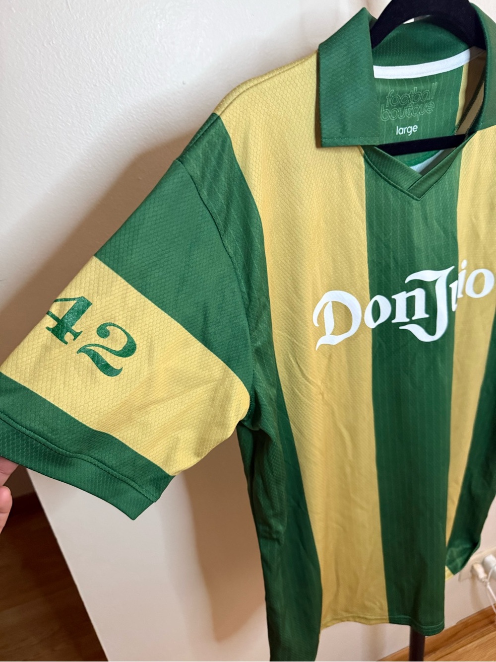 FIFA Don Julio Mens Green & Gold Striped Soccer Shirt jersey - Picture 2 of 5